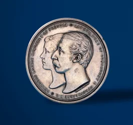 Medaille zur Erinnerung an die Hochzeit des Herzogs von Connaught und Prinzessin Louise von Preußen, 1879 (Vorderseite von 419674)